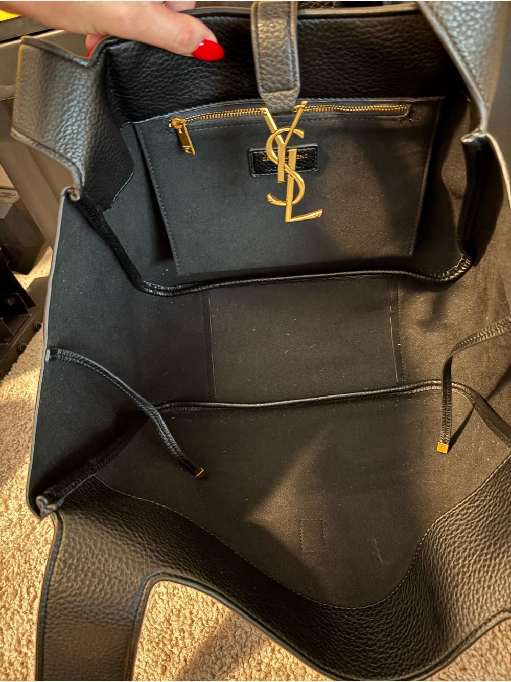 Black tote with gold hardware